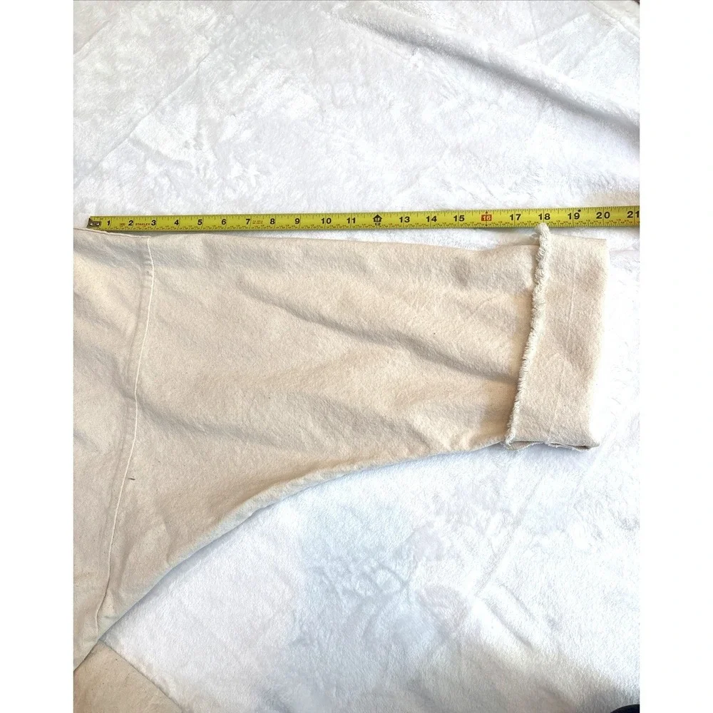 Vtg 70s Handmade Raw Edge Canvas Jacket Men Women Unlined Toggle Oversized Boho